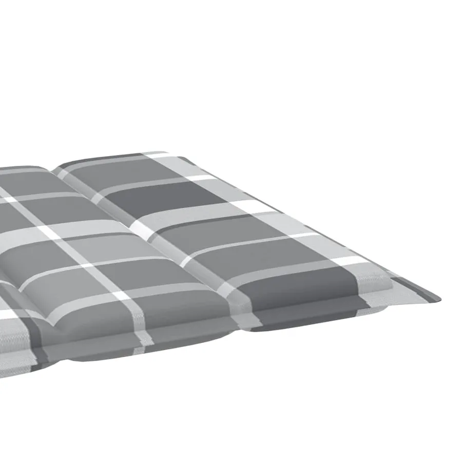 Chaise longue avec coussin à carreaux gris Bois de teck solide - 15