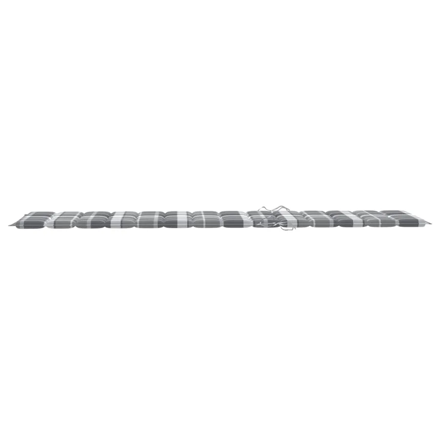 Chaise longue avec coussin à carreaux gris Bois de teck solide - 16