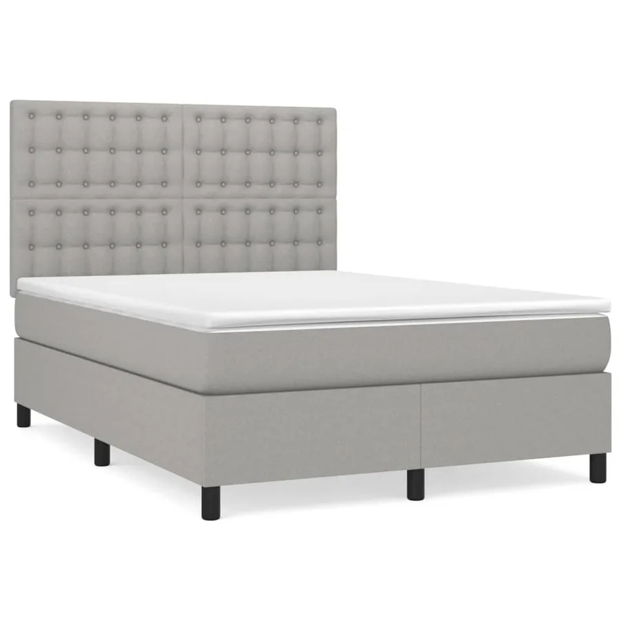 Sommier à lattes de lit avec matelas Gris clair 140x200cm Tissu - 2