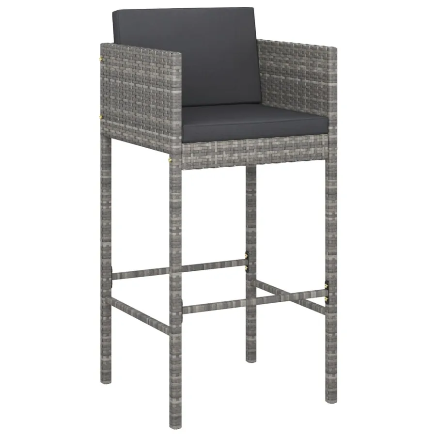 Ensemble de bar de jardin 5 pcs avec coussins gris poly rotin - 3