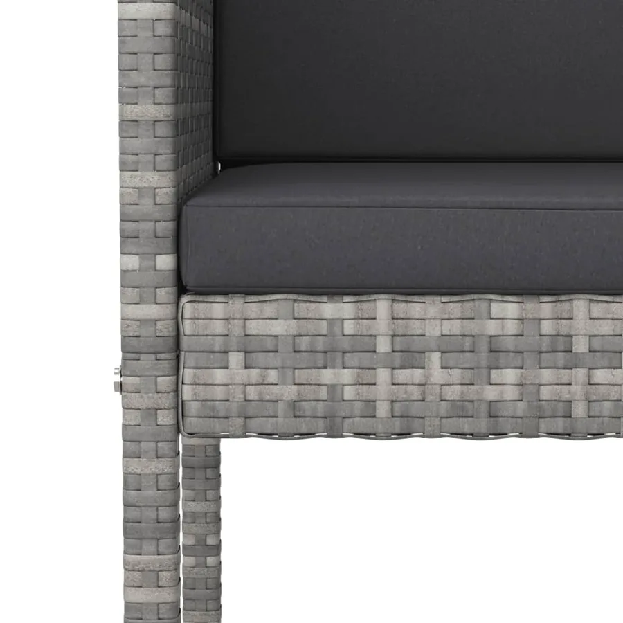 Ensemble de bar de jardin 5 pcs avec coussins gris poly rotin - 5