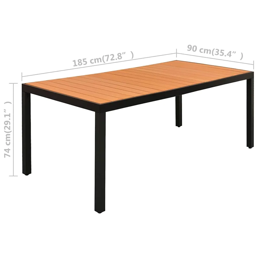 Ensemble à manger de jardin 7 pcs noir et marron - 11