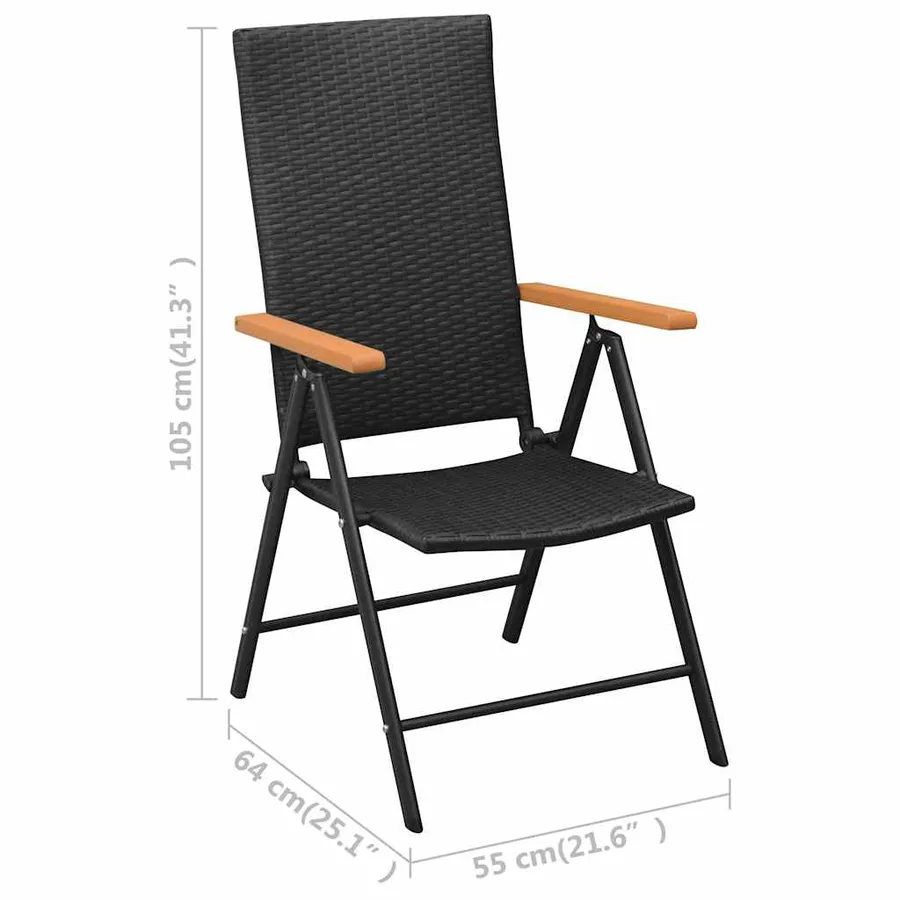Ensemble à manger de jardin 7 pcs noir et marron - 12