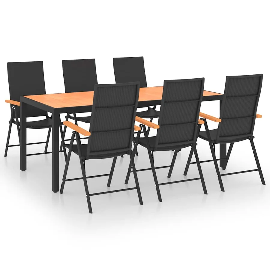 Ensemble à manger de jardin 7 pcs noir et marron - 2