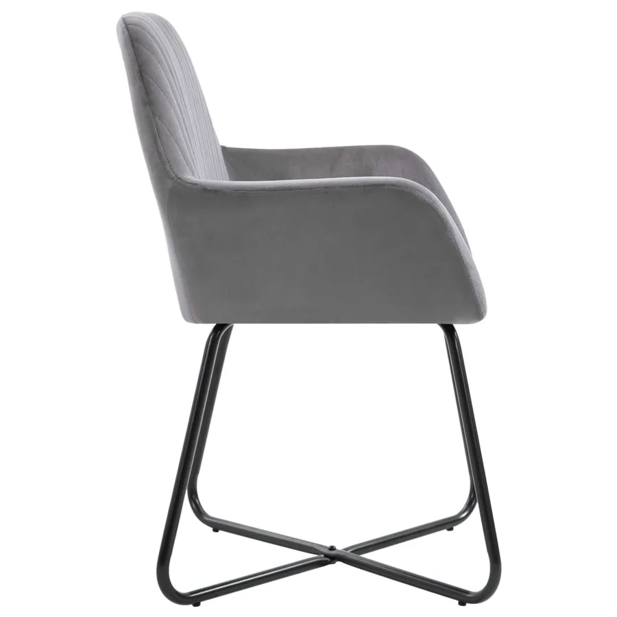 Chaises à manger lot de 4 gris velours - 4