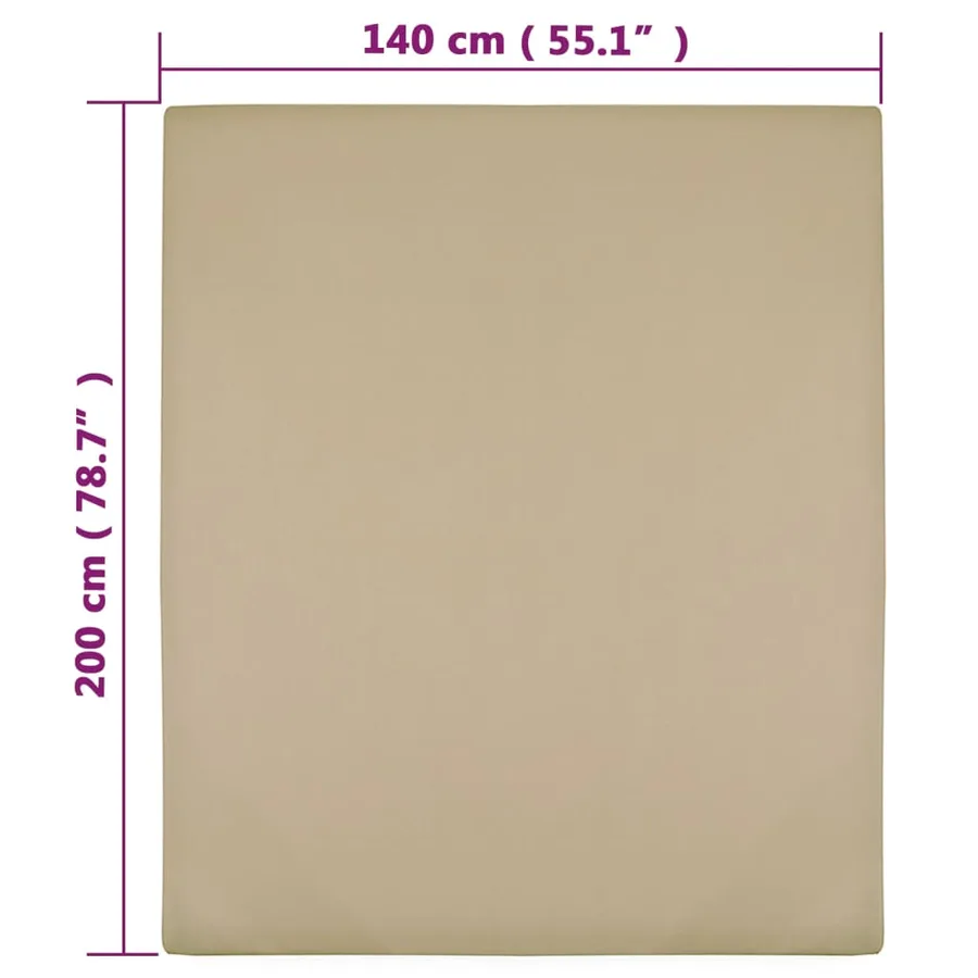 Draps-housses Jersey 2 pcs Taupe 140x200 cm Coton - 4