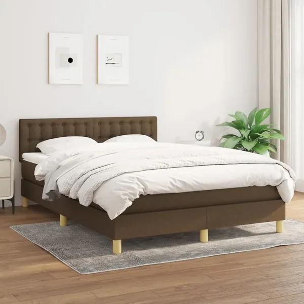Sommier à lattes de lit avec matelas Marron foncé 140x190 cm