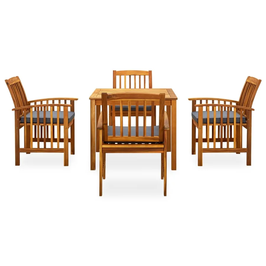 Ensemble à manger de jardin 5 pcs avec coussins Acacia solide - 2