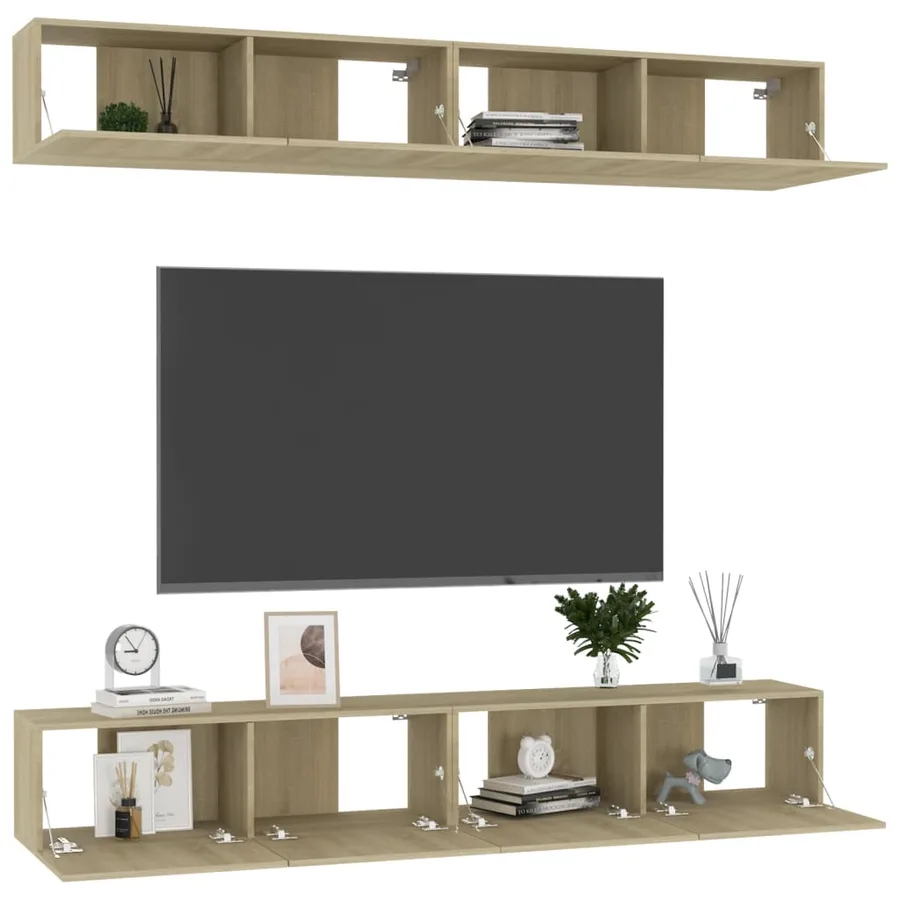 Meubles TV 4 pcs Chêne sonoma 100x30x30 cm Bois d'ingénierie - 3