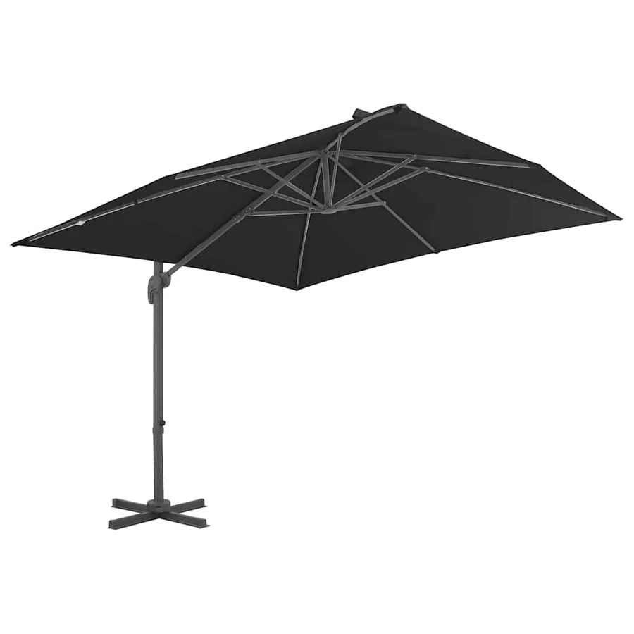 Parasol de jardin en porte-à-faux avec mât en aluminium noir - 2
