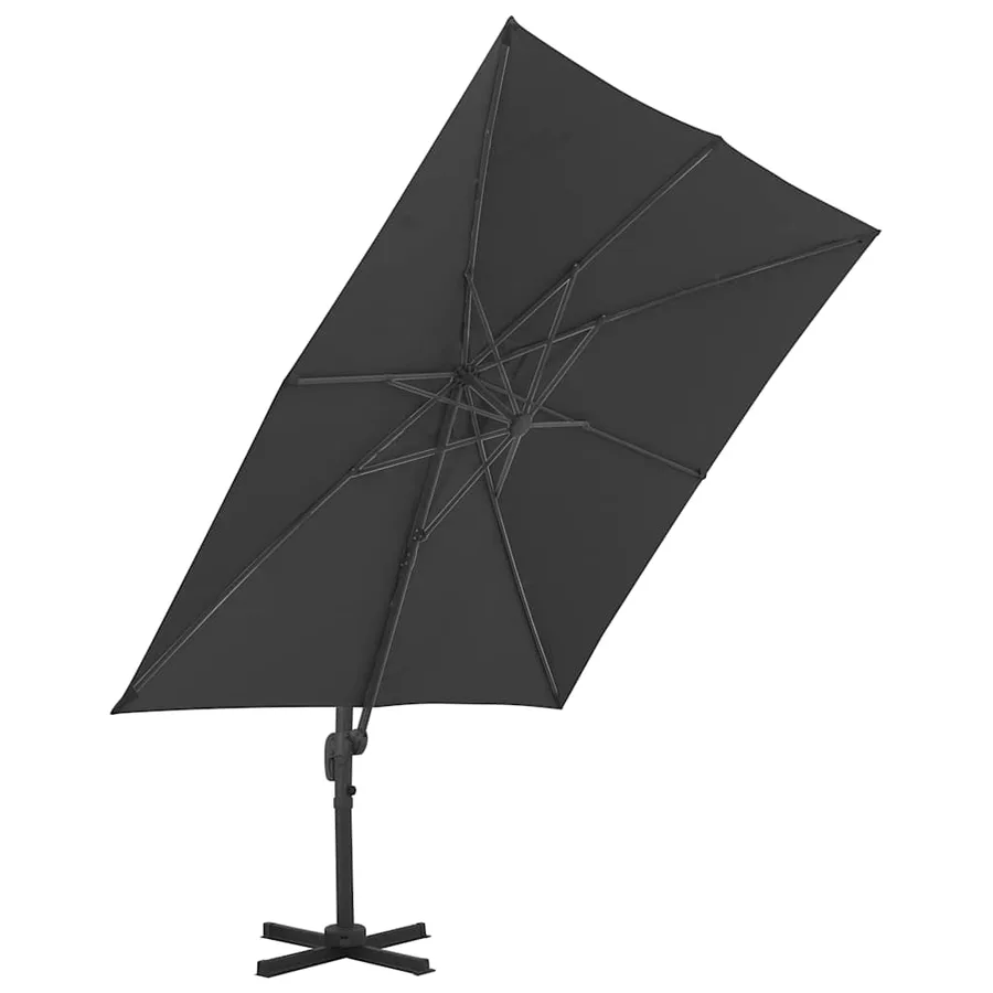 Parasol de jardin en porte-à-faux avec mât en aluminium noir - 3