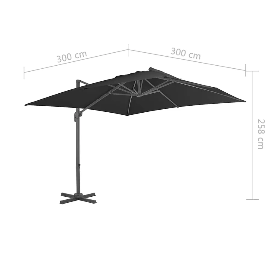 Parasol de jardin en porte-à-faux avec mât en aluminium noir - 9