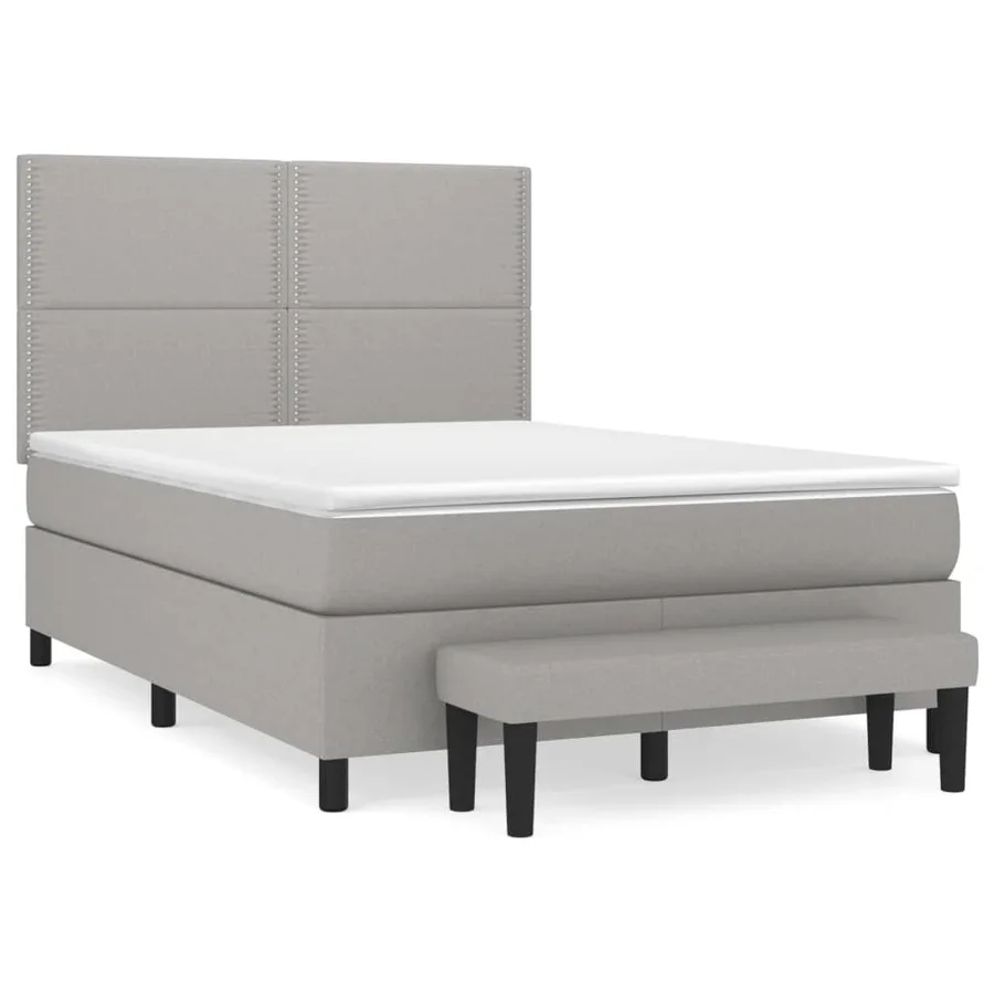 Sommier à lattes de lit avec matelas Gris clair 140x200cm Tissu - 2