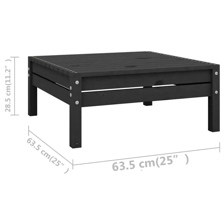 Salon de jardin 8 pcs Noir Bois de pin massif - 12