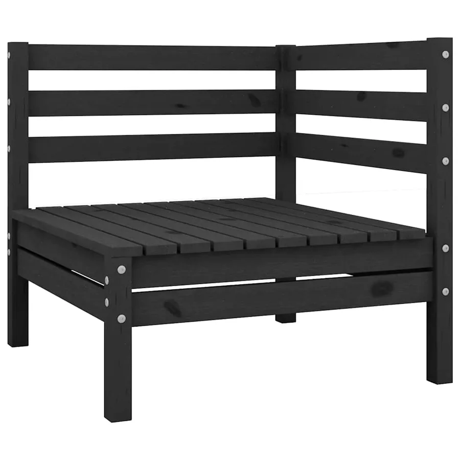 Salon de jardin 8 pcs Noir Bois de pin massif - 3