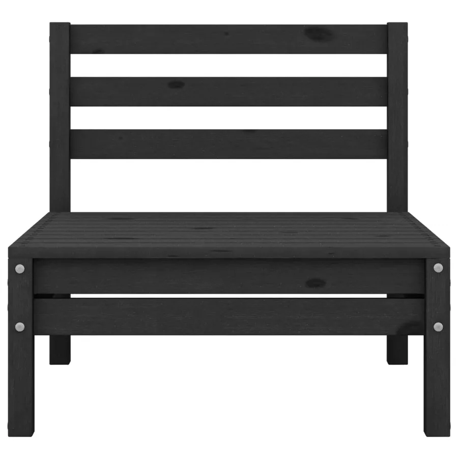 Salon de jardin 8 pcs Noir Bois de pin massif - 7