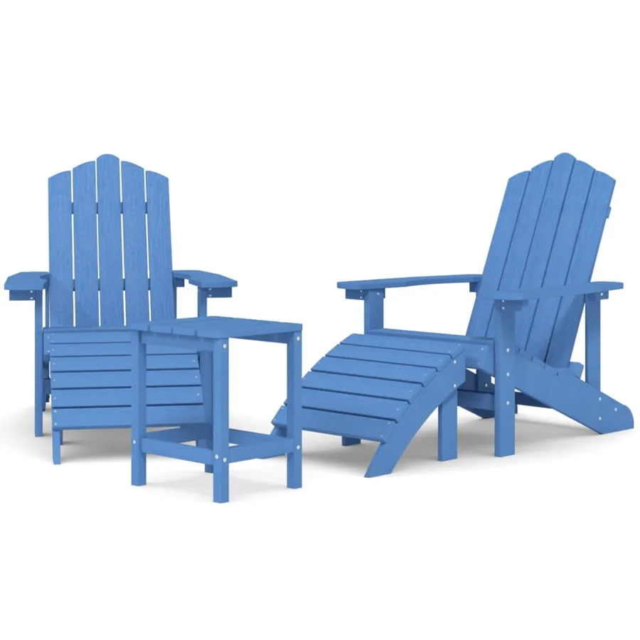 Chaises de jardin Adirondack repose-pied table PEHD Bleu aqua - 2
