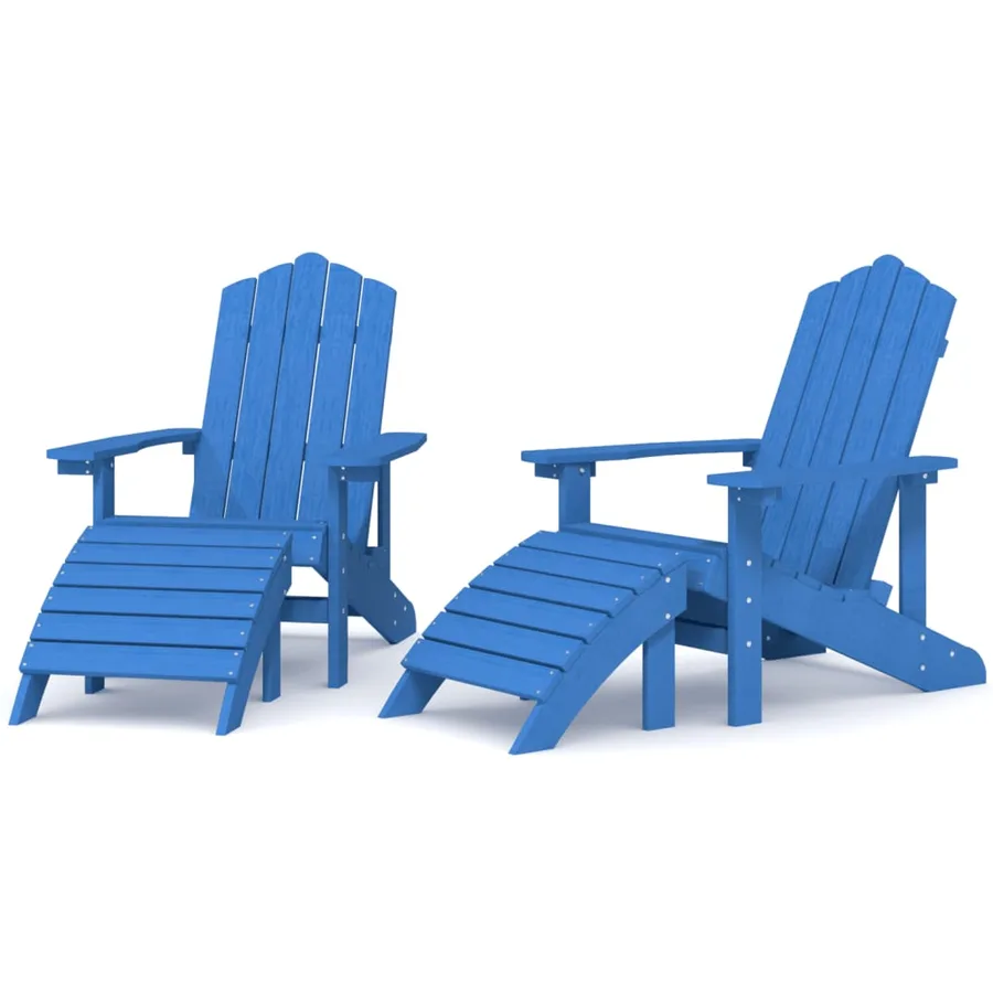 Chaises de jardin Adirondack lot de 2 repose-pieds PEHD Bleu - 2