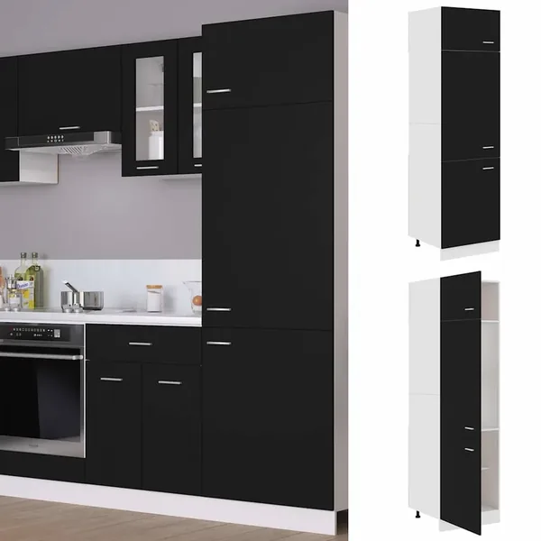 Armoire réfrigérée "Lyon" Noir 60 x 57 x 207 cm Bois d'ingénierie
