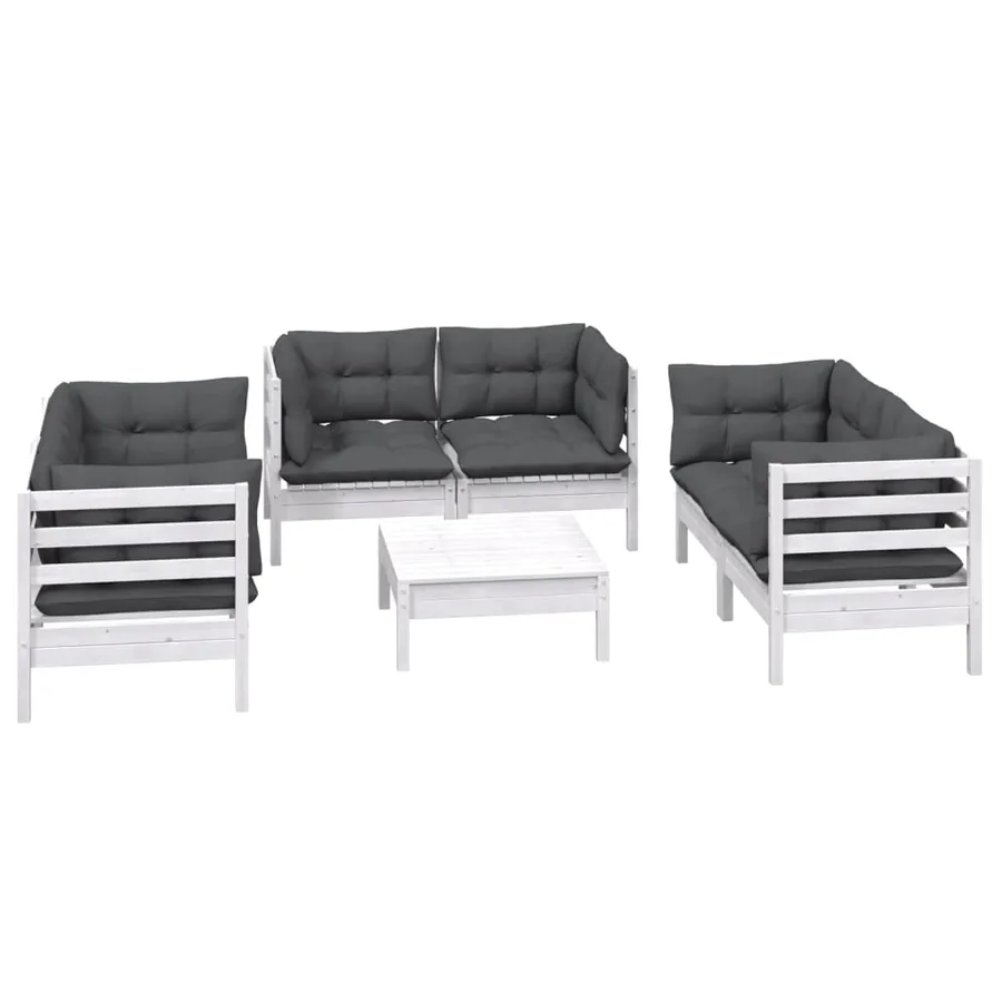 Salon de jardin 7 pcs avec coussins bois de pin massif - 3