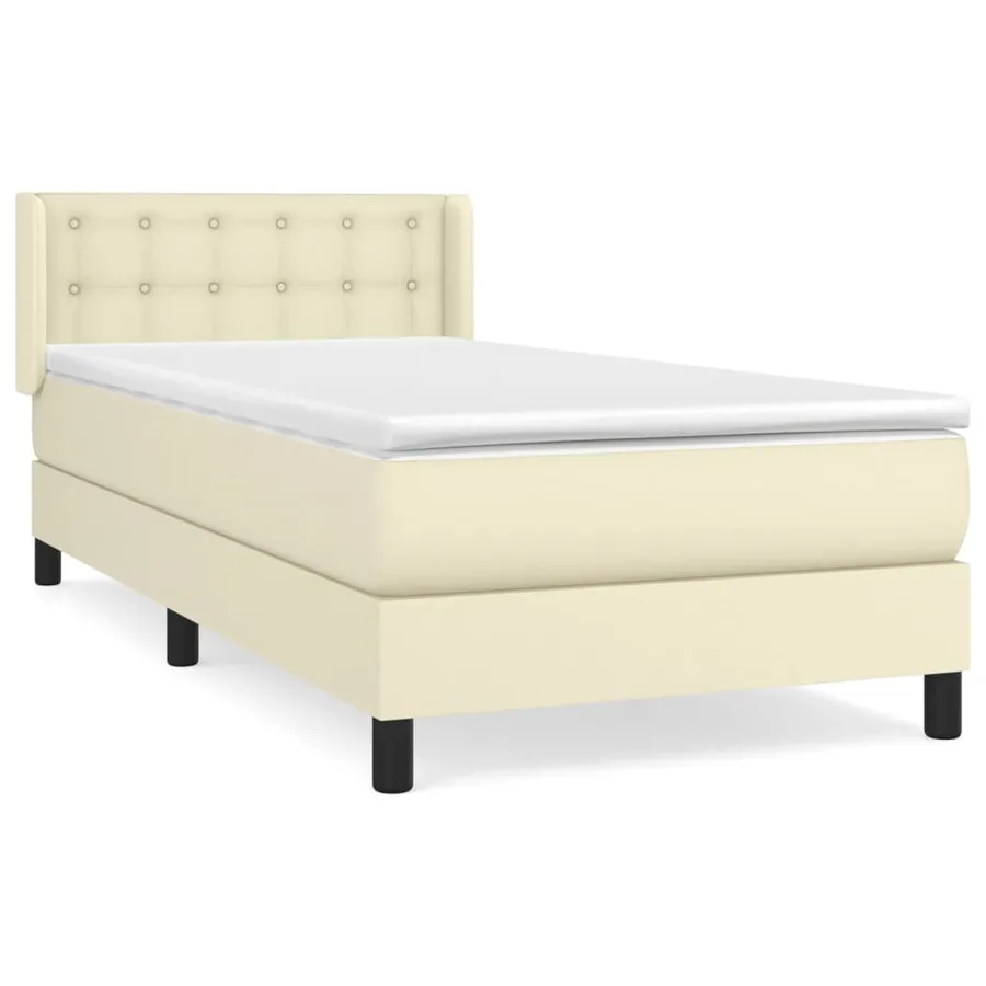Sommier à lattes de lit avec matelas Crème 90x200 cm Similicuir - 2