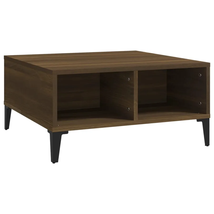 Table basse chêne marron 60x60x30 cm bois d'ingénierie - 2