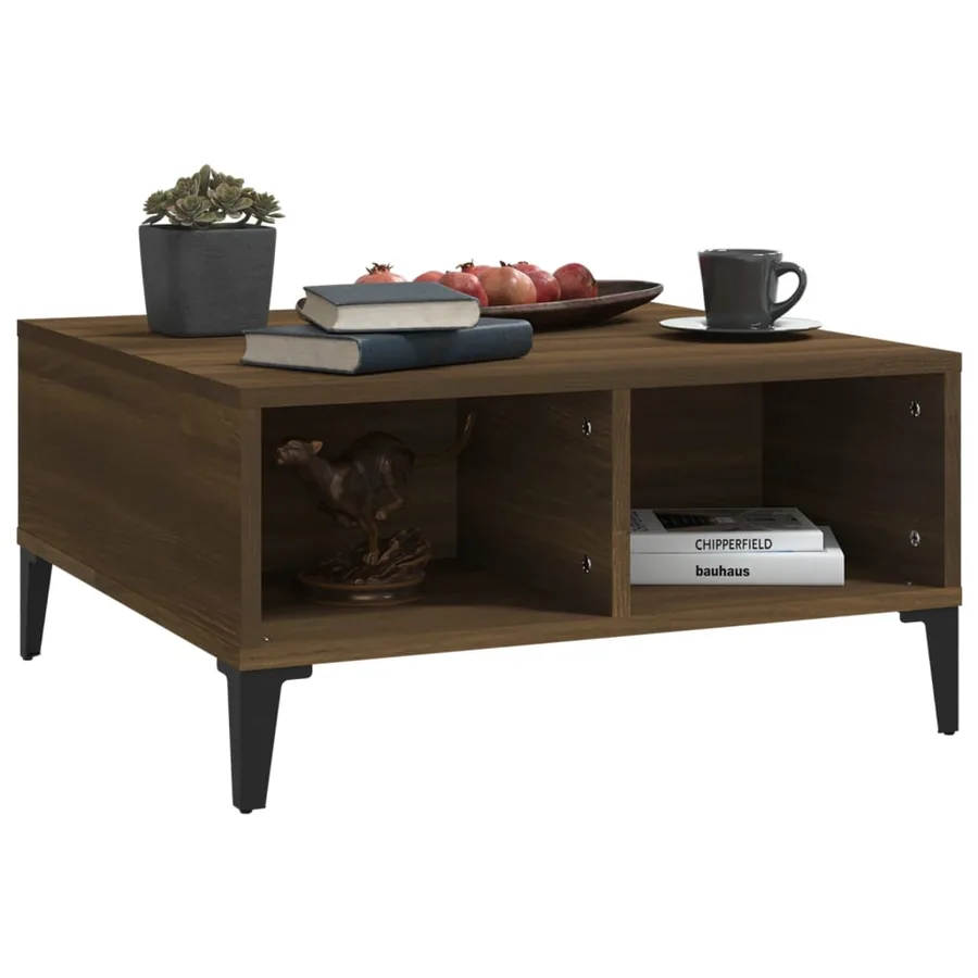 Table basse chêne marron 60x60x30 cm bois d'ingénierie - 5