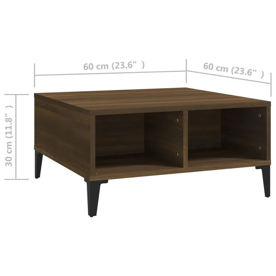 Table basse chêne marron 60x60x30 cm bois d'ingénierie - 6