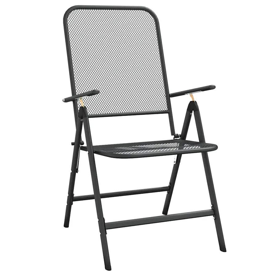 Chaises pliables jardin lot de 2 Maille métallique Anthracite - 3