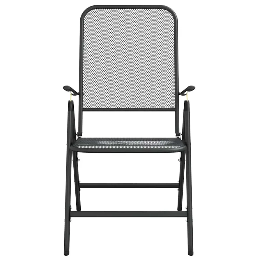 Chaises pliables jardin lot de 2 Maille métallique Anthracite - 4