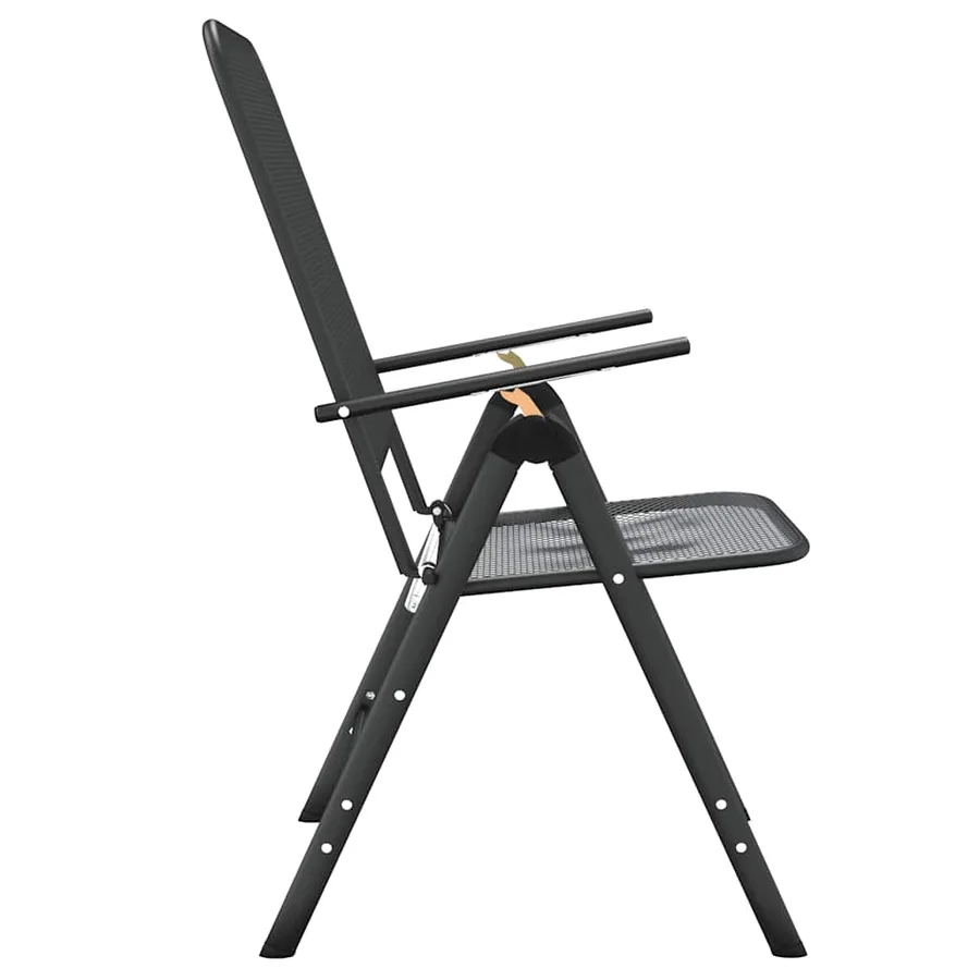 Chaises pliables jardin lot de 2 Maille métallique Anthracite - 5