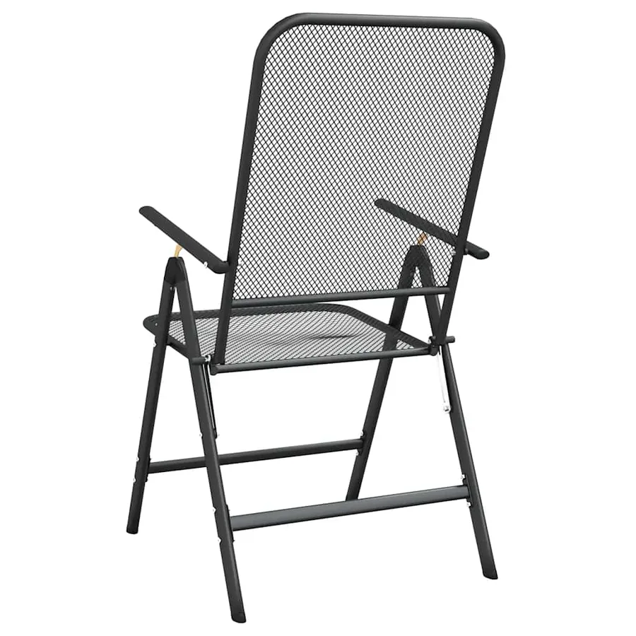 Chaises pliables jardin lot de 2 Maille métallique Anthracite - 6