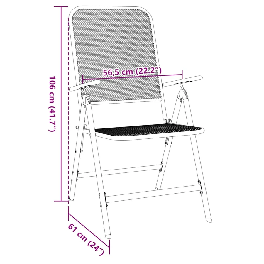 Chaises pliables jardin lot de 2 Maille métallique Anthracite - 9