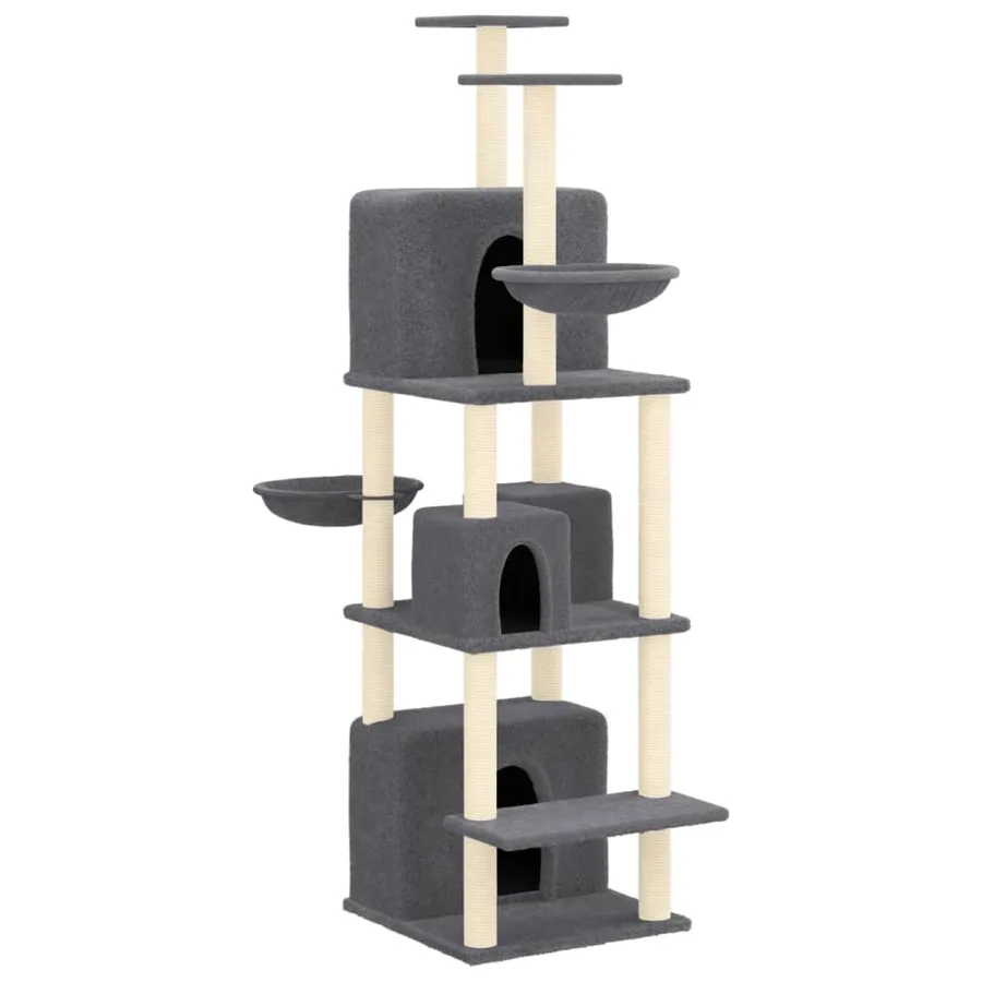 Arbre à chat avec griffoirs en sisal Gris foncé 180 cm - 2