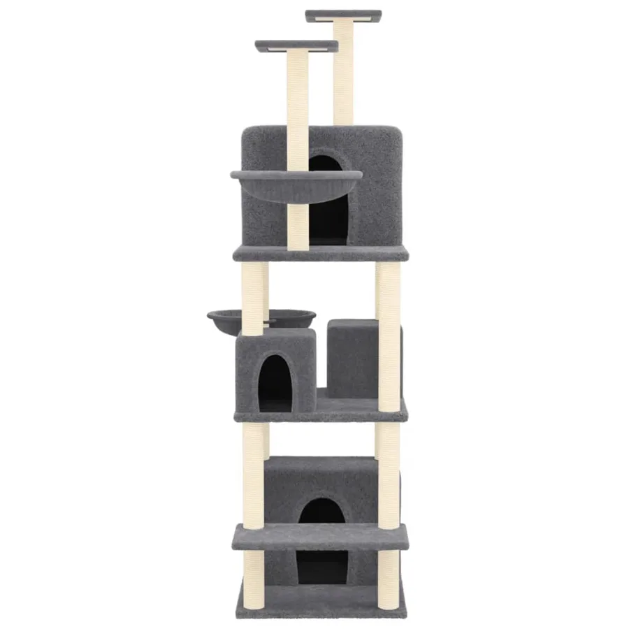 Arbre à chat avec griffoirs en sisal Gris foncé 180 cm - 3