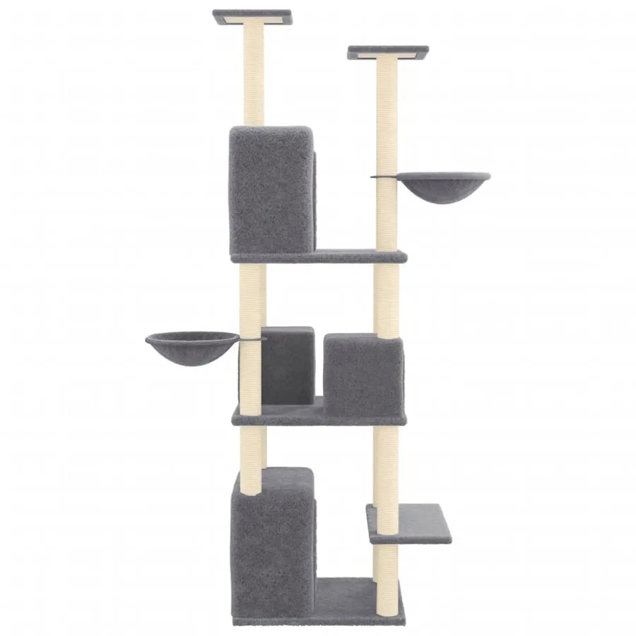 Arbre à chat avec griffoirs en sisal Gris foncé 180 cm - 4