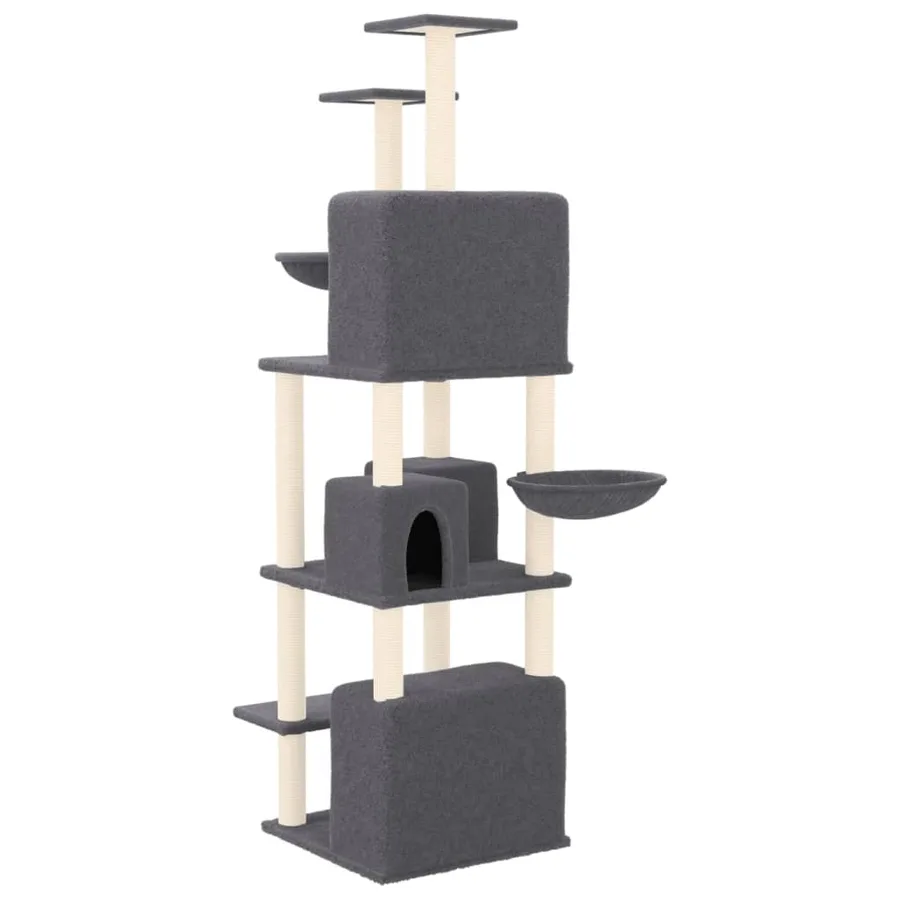 Arbre à chat avec griffoirs en sisal Gris foncé 180 cm - 5