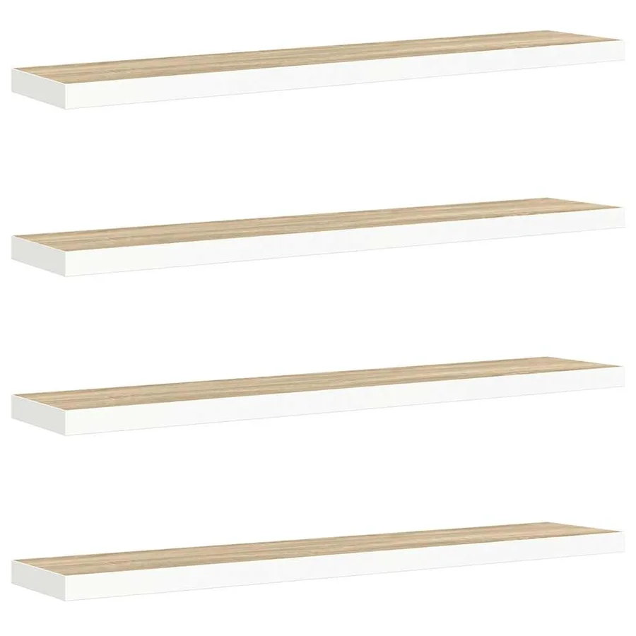 Étagères flottantes 4 pcs chêne et blanc 120x23,5x3,8 cm MDF - 2