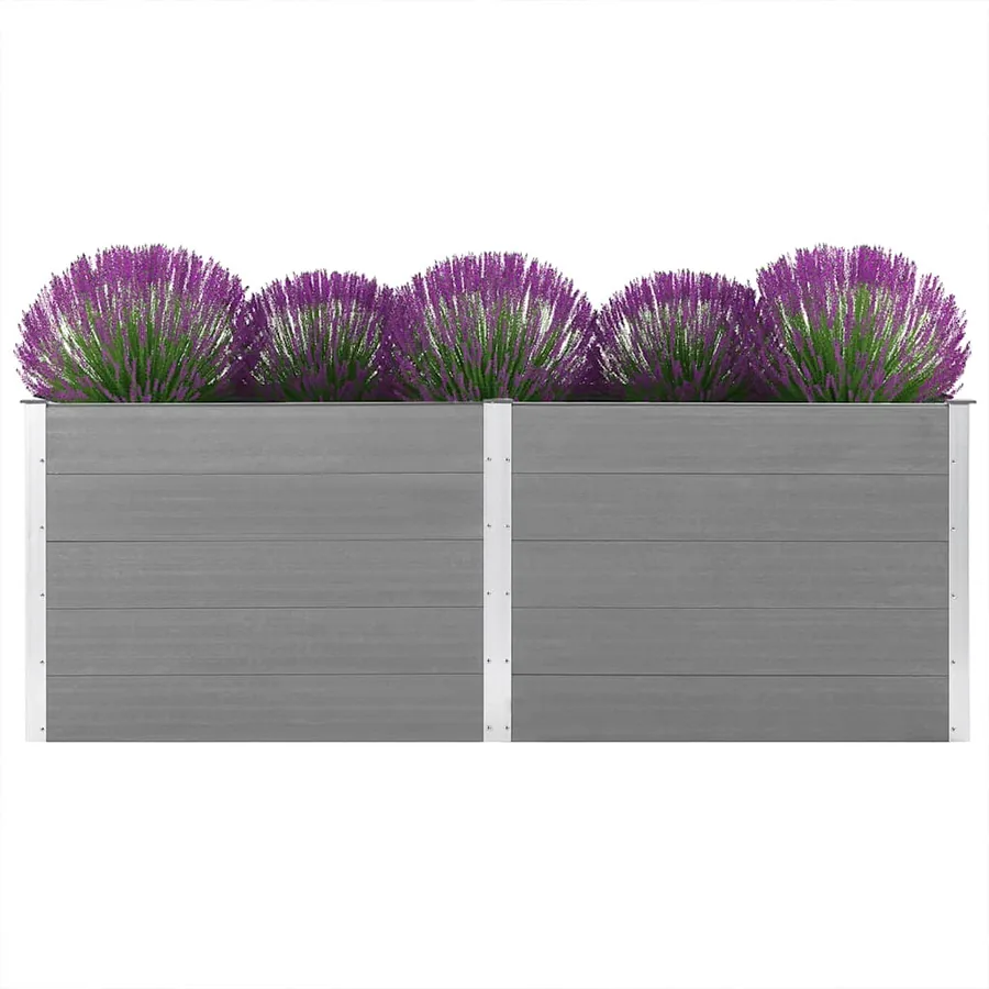 Lit surélevé de jardin 250x100x91 cm WPC Gris - 3