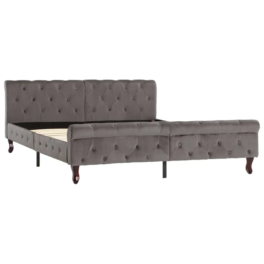 Cadre de lit sans matelas gris velours 160x200 cm - 2