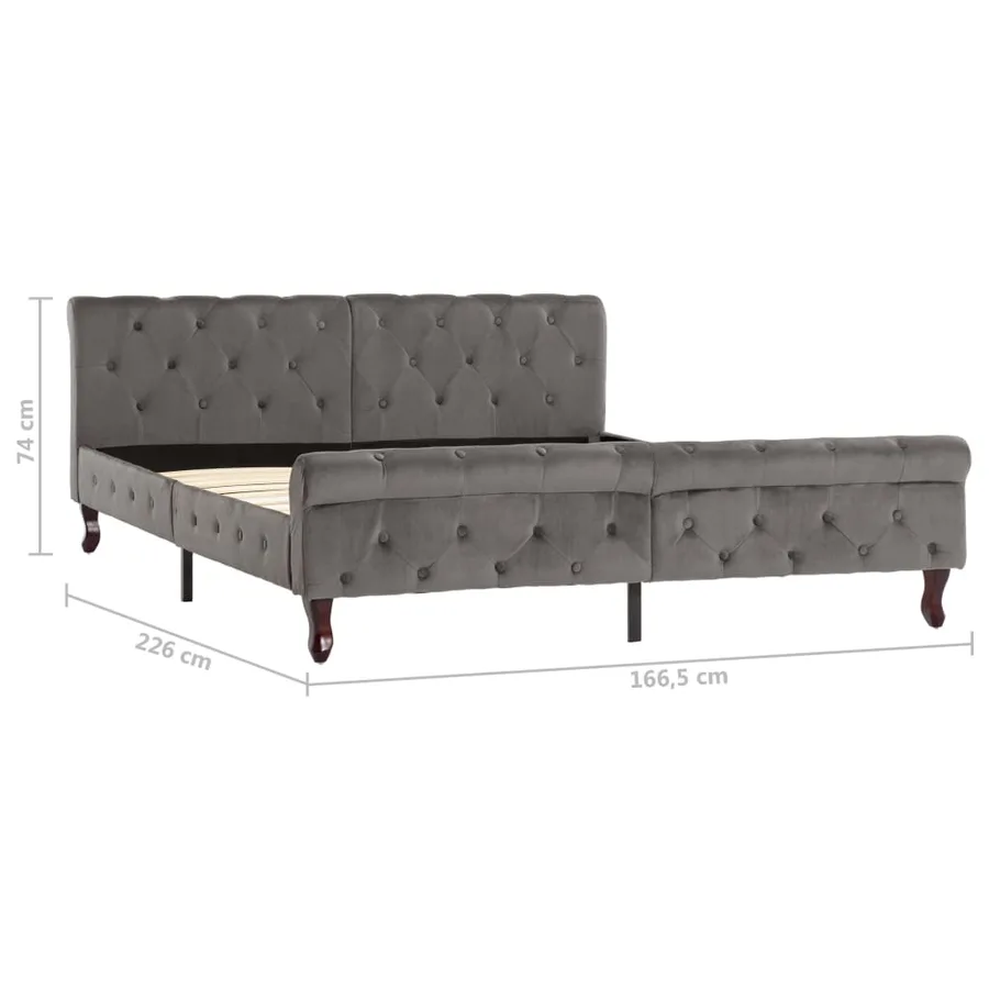 Cadre de lit sans matelas gris velours 160x200 cm - 7