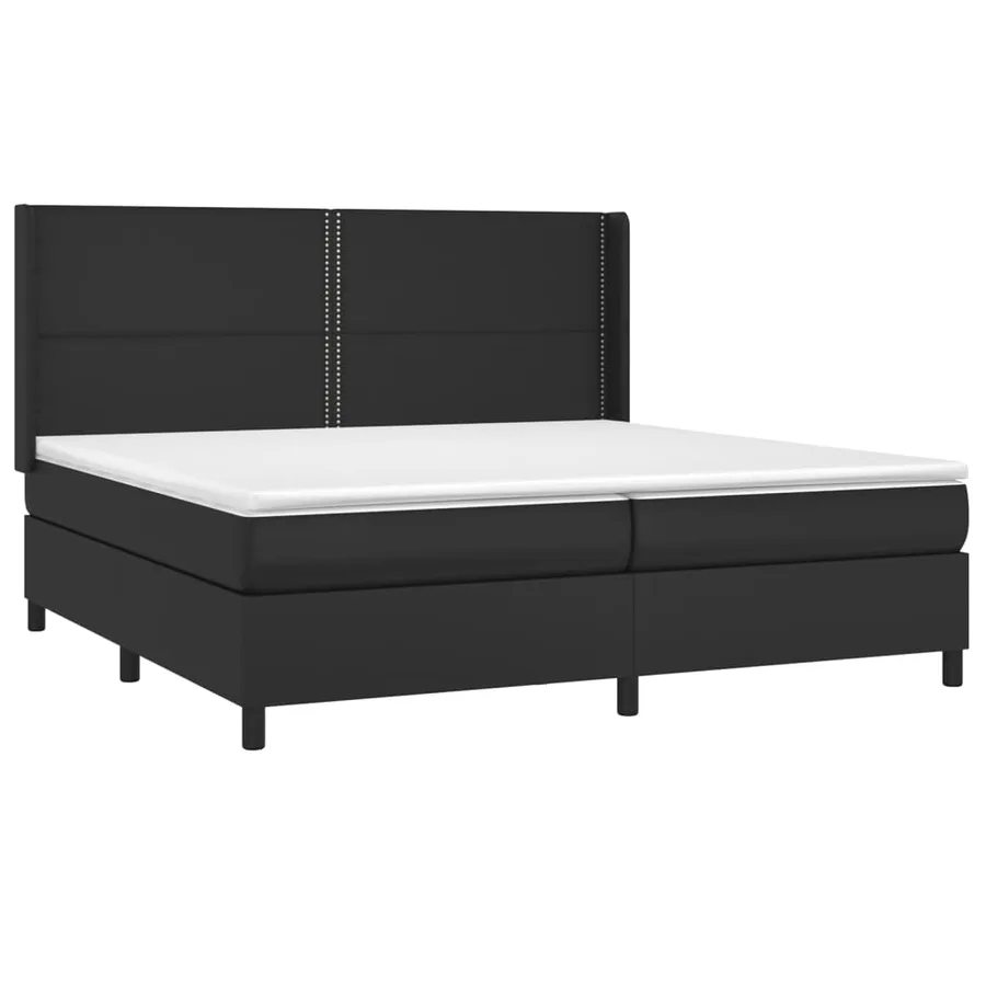 Sommier à lattes de lit matelas LED Noir 200x200cm Similicuir - 4
