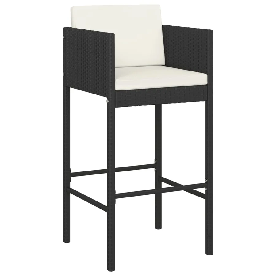 Ensemble de bar de jardin 5 pcs avec coussins noir poly rotin - 3