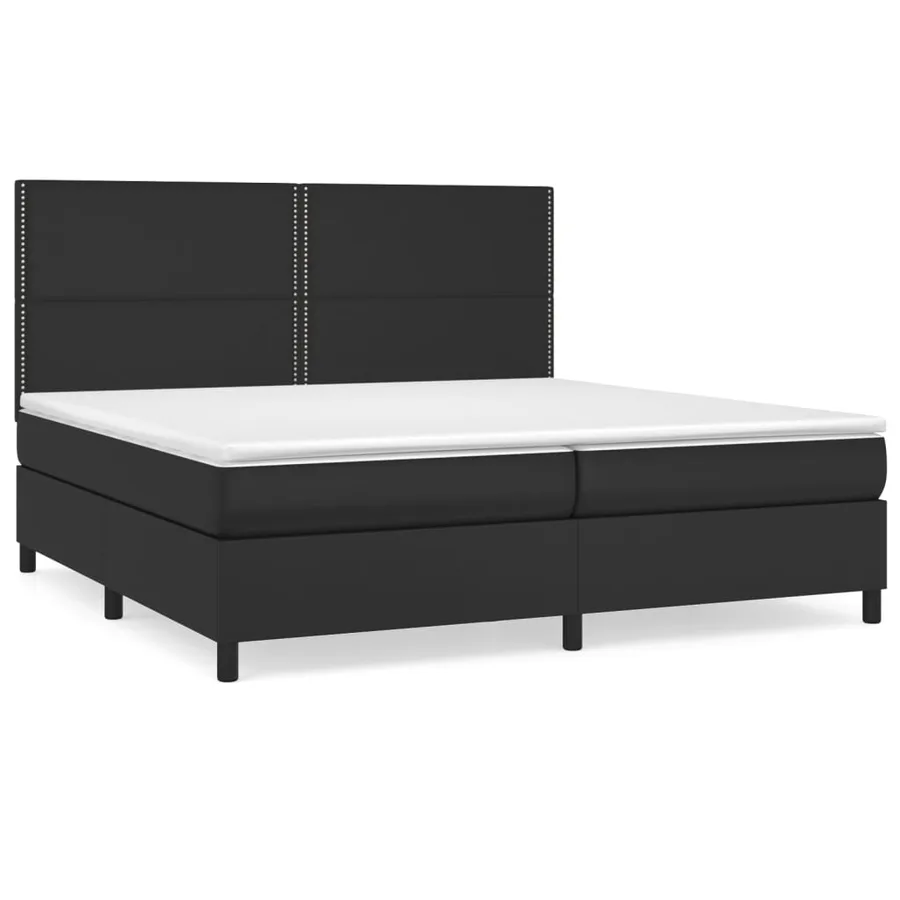 Sommier à lattes de lit avec matelas Noir 200x200 cm Similicuir - 2