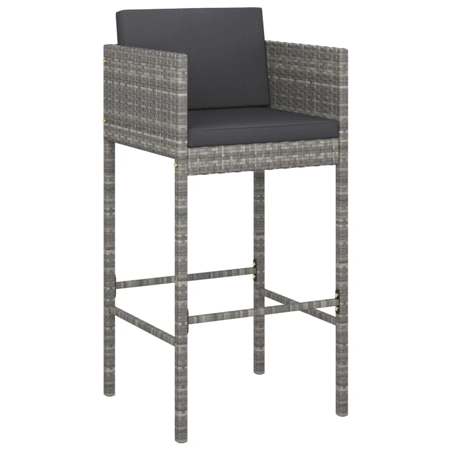 Ensemble de bar de jardin 5 pcs avec coussins gris poly rotin - 3