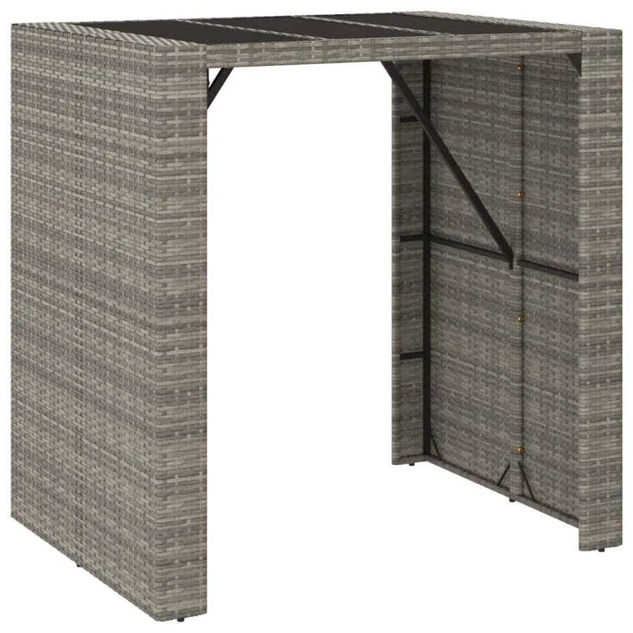 Ensemble de bar de jardin 5 pcs avec coussins gris poly rotin - 4