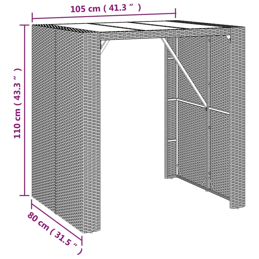 Ensemble de bar de jardin 5 pcs avec coussins gris poly rotin - 8