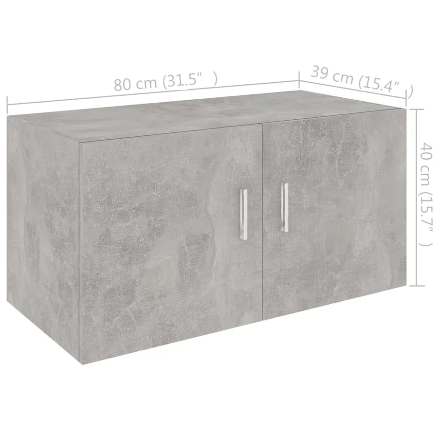 Armoire murale Gris béton 80x39x40 cm Bois d'ingénierie - 8