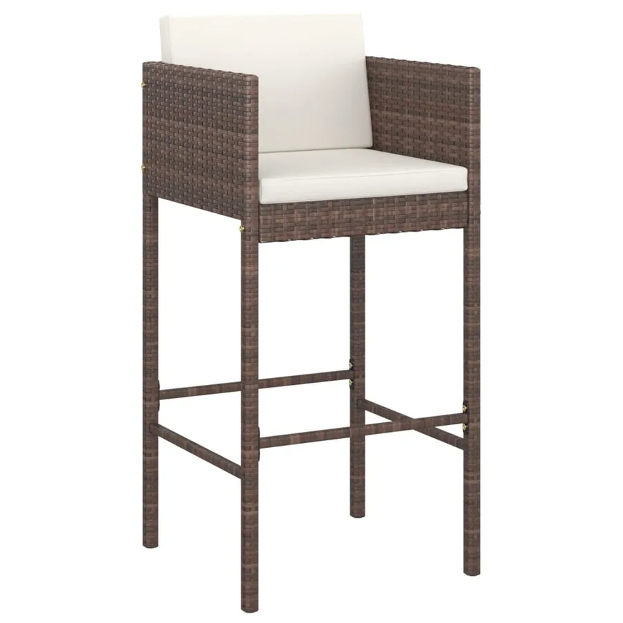 Ensemble de bar de jardin 9 pcs avec coussins marron poly rotin - 3
