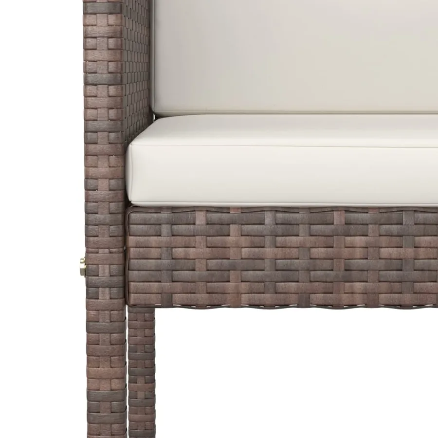 Ensemble de bar de jardin 9 pcs avec coussins marron poly rotin - 5